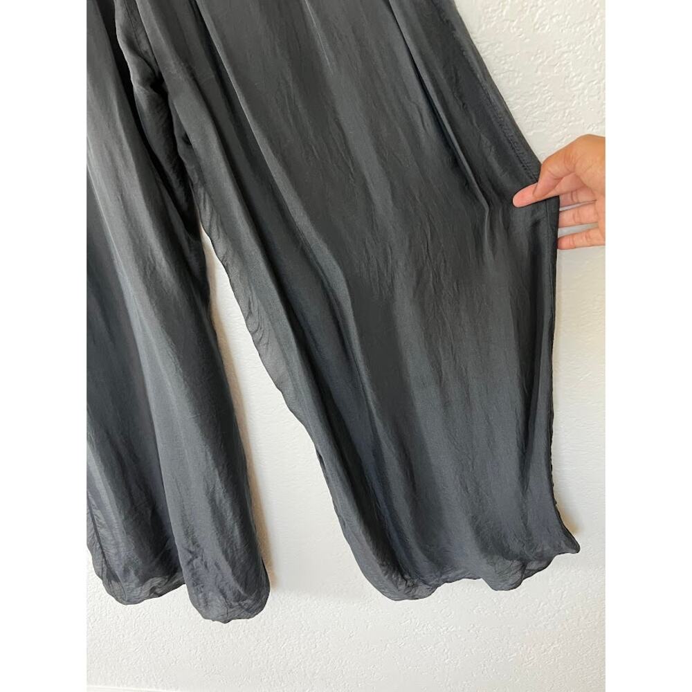 Gigi Moda Italy Silk Wide Leg Balloon Pants Gray Boho Pull On Palazzo - Picture 4 of 7